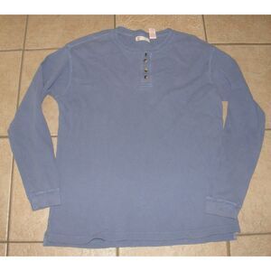 BCC KHAKIS Blue Sz Large Stretchy Cotton Long Sleeve Henley Thick Thermal Shirt